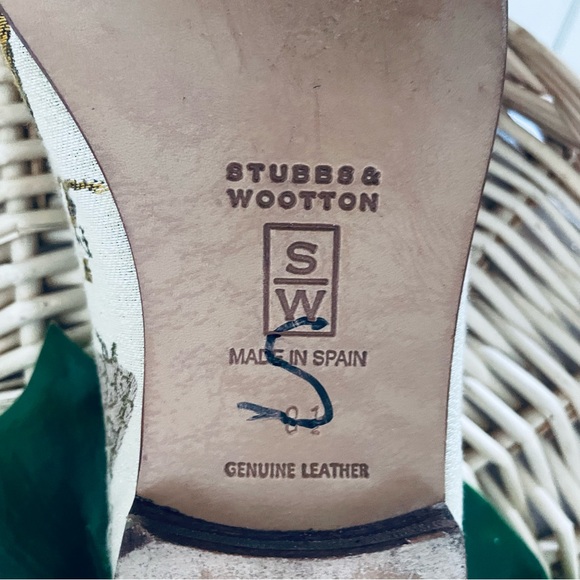 Stubbs & Wootton Palm Beach Linen and leather ladies with baskets loafers 8-1/2 - Picture 14 of 15